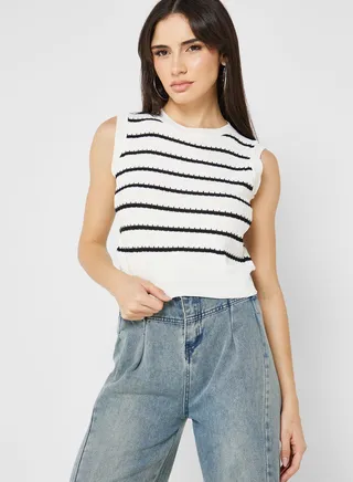 Striped Sleeve Knit