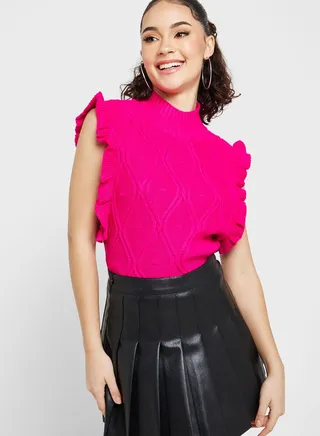 Cable Knit Vest Style Sweater