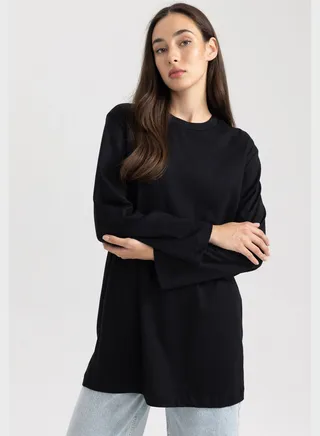 Regular Fit Crew Neck Long Sleeve Tunic