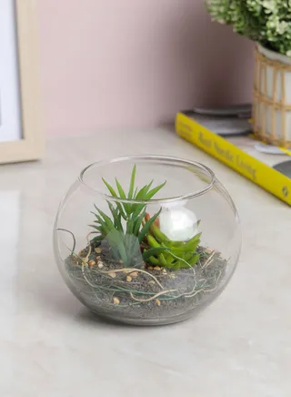 Fiori Mixed Faux Succulent in Glass Vase