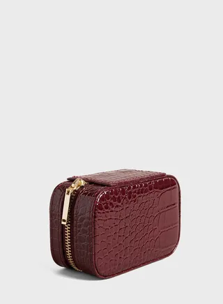 Iveess Croc Effect Zipped Jewelry Case