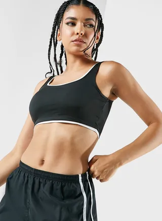 Athletic Sports Bra With Contrast Trim