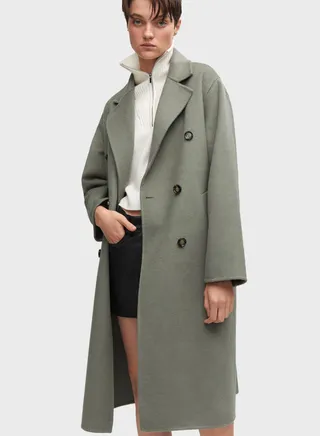 Button Detail Longline Coat