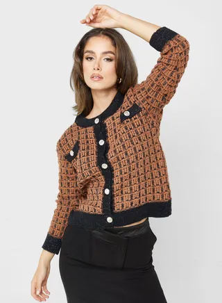 Color Check Cardigan