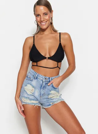 Ripped Denim Shorts
