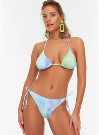 Blue Tie Dye Triangle Two Piece Bikini Set TBESS22BT0003