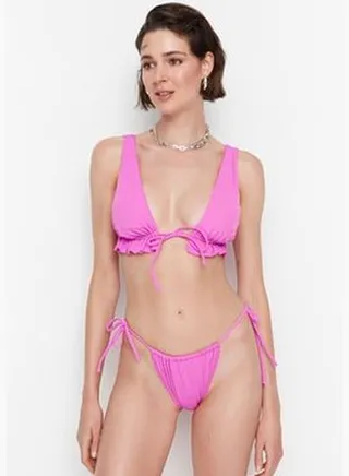 Fuchsia Tie Front Bikini Top TBESS21BU0211