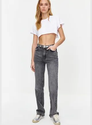 Black Low Waist Wide Leg Jeans TWOSS24JE00033