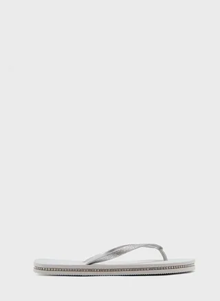 Glitter Strap And Gem Sole Flip Flop