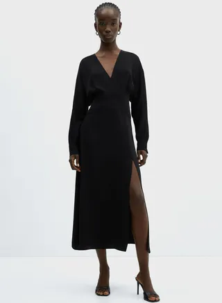 V-Neck Side Slit Dress