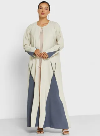 Slit Detail Embellished Abaya