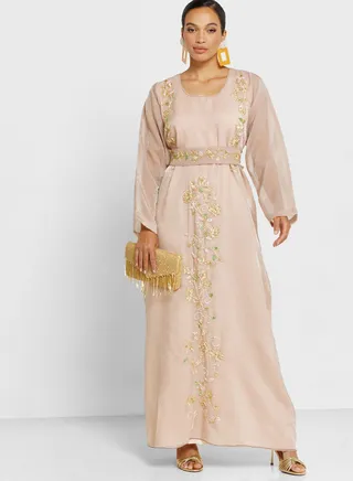Embellished Belted Jalabiya