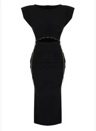 Black Lined Knitted Accessory Dress