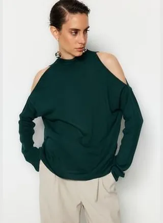 Khaki Window/Cut Out Knitwear Sweater TWOAW20FV0064