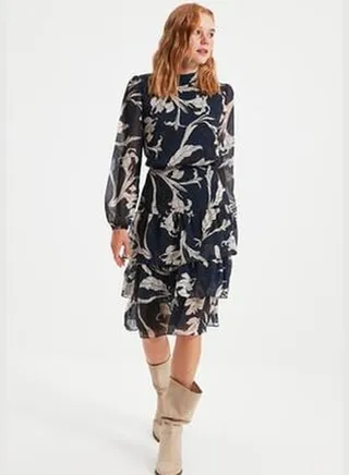 Navy Blue Ruffle Dress