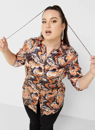Printed Button Down Shirt