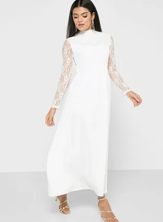 Lace Detail A-Line Dress