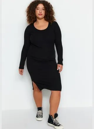 Black Corduroy Knitted Bottom-Top Set TBBAW24CP00014