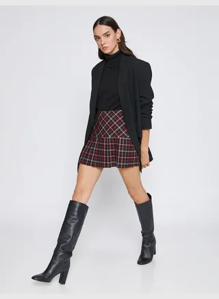 Checked Pleated Mini Skirt
