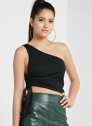 One Shoulder Ruched Top