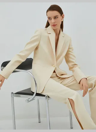 Blazer Jacket One Button Pocket Detail