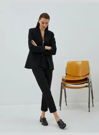 One Button Pocket Detail Blazer Jacket