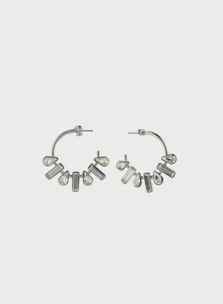 Crysela: Crystal Baguette Hoop Earrings