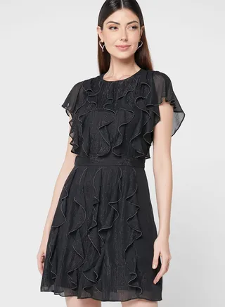 Waterfall Ruffle Mini Dress