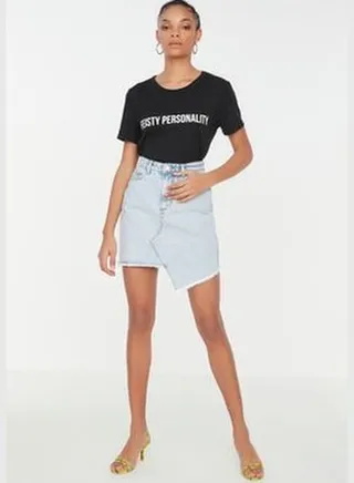 Blue Mini Denim Skirt