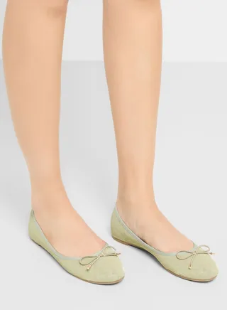Tonal Zigzag Print Flat Shoe Green
