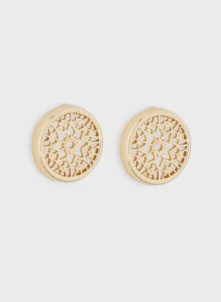 Arabic Motif Oversize Stud Earrings