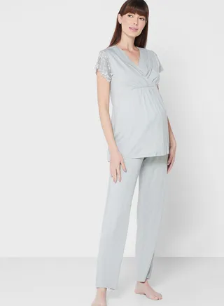 Lace Detail Top & Pyjama Set