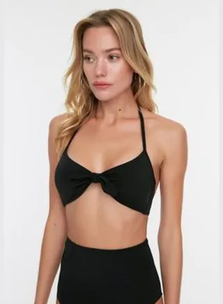Black Bralette Tied Bikini Top TBESS21BU0098