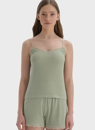 Lace Detail Ribbed Tank Top