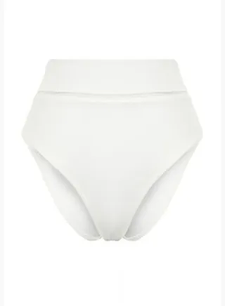 Ecru Striped Accessory High Waist Bikini Bottom
