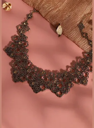 Gold Plated Designer Stone Party Necklace For Women