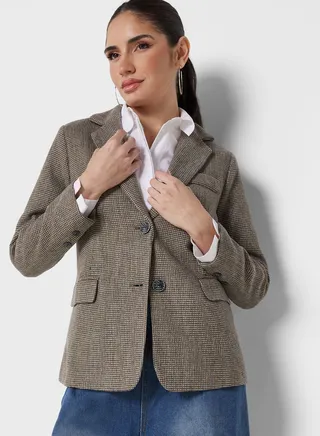 Single Breasted Herringbone Blazer
