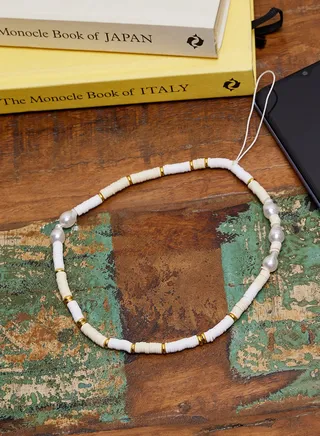 Nude And Pearl Phone Strap