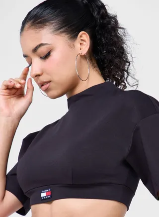 High Neck Crop Sweatshirt