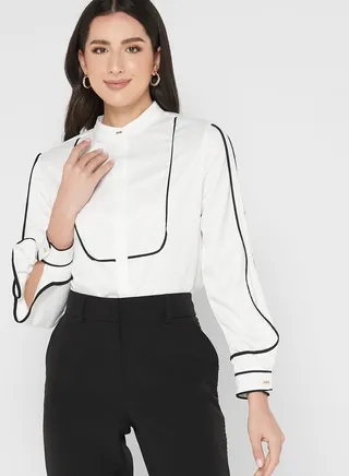 Contrast Seam Detail Blouse