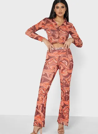 Printed High Waist Pants