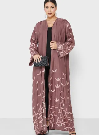 V-Neck Embroidered Abaya
