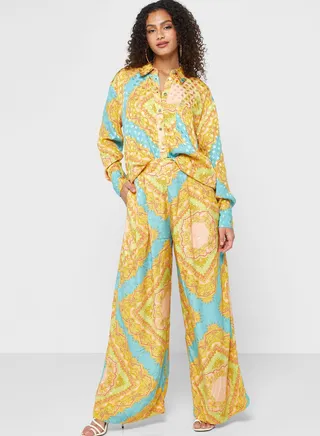 Printed Wide Leg Pants