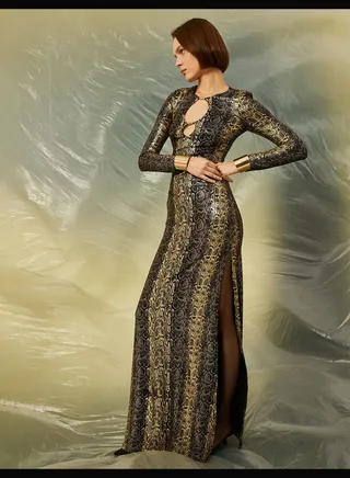 Cut Out Detail Bodycon Long Dress
