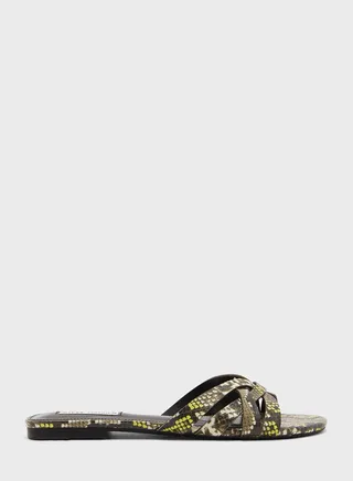 Snake Pattern Flat Sandals