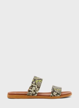 Snake Pattern Flat Sandals
