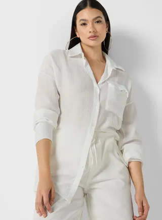 Pocket Detail Longline Shirt