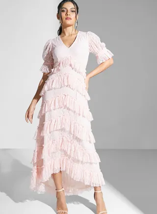 Ruffle V-Neck Dress