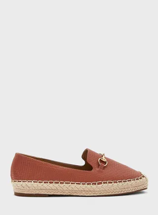 Horsebit Textured Flat Espadrille