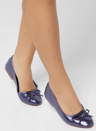 Metallic Ballerina Pump Navy